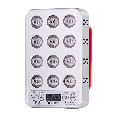 Liroma Portable Prime rood licht therapie lamp met twaalf leds, bedieningspaneel en rode handgreep